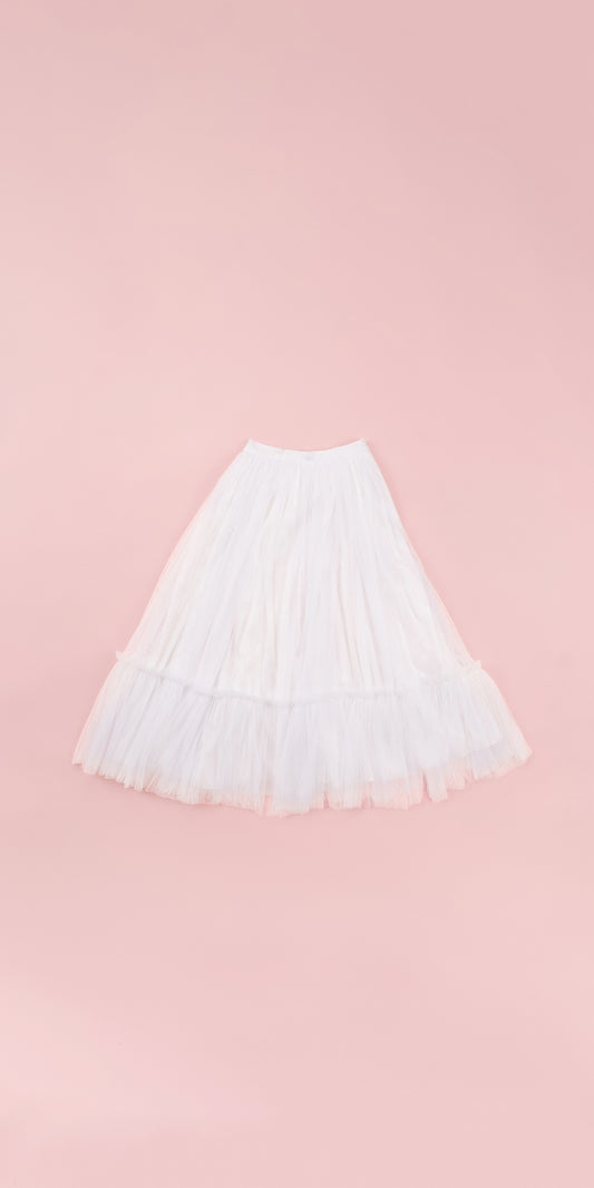 RUFFLE HEM DETAIL TULLE SKIRT
