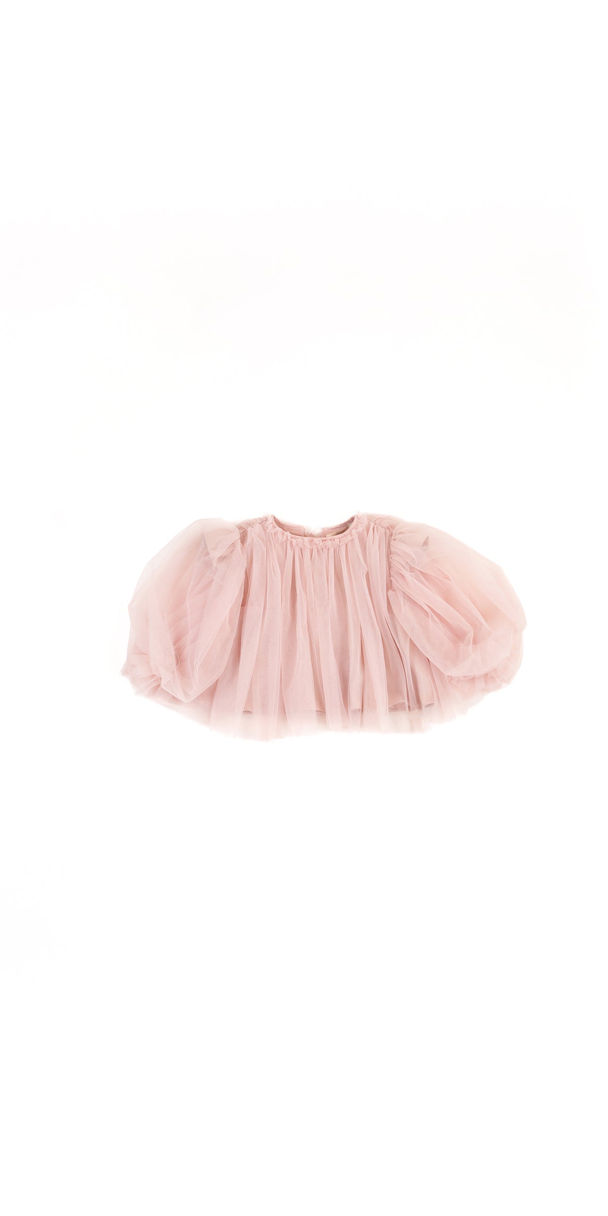 RUFFLE NECK DETAIL PUFFY SLEEVE TOP