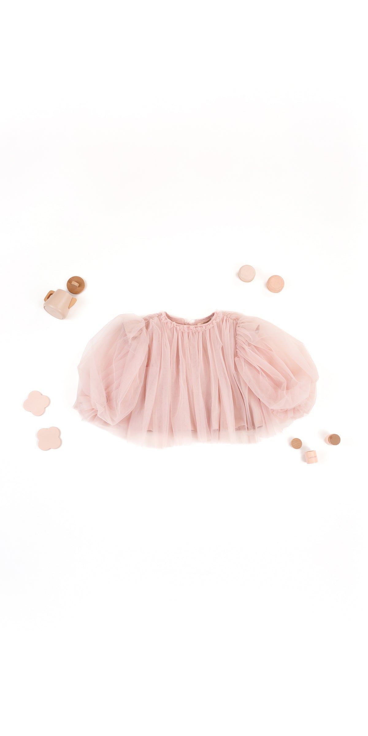 RUFFLE NECK DETAIL PUFFY SLEEVE TOP