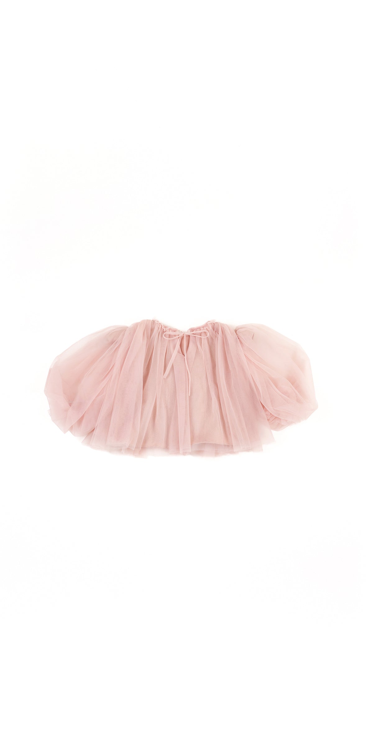 RUFFLE NECK DETAIL PUFFY SLEEVE TOP