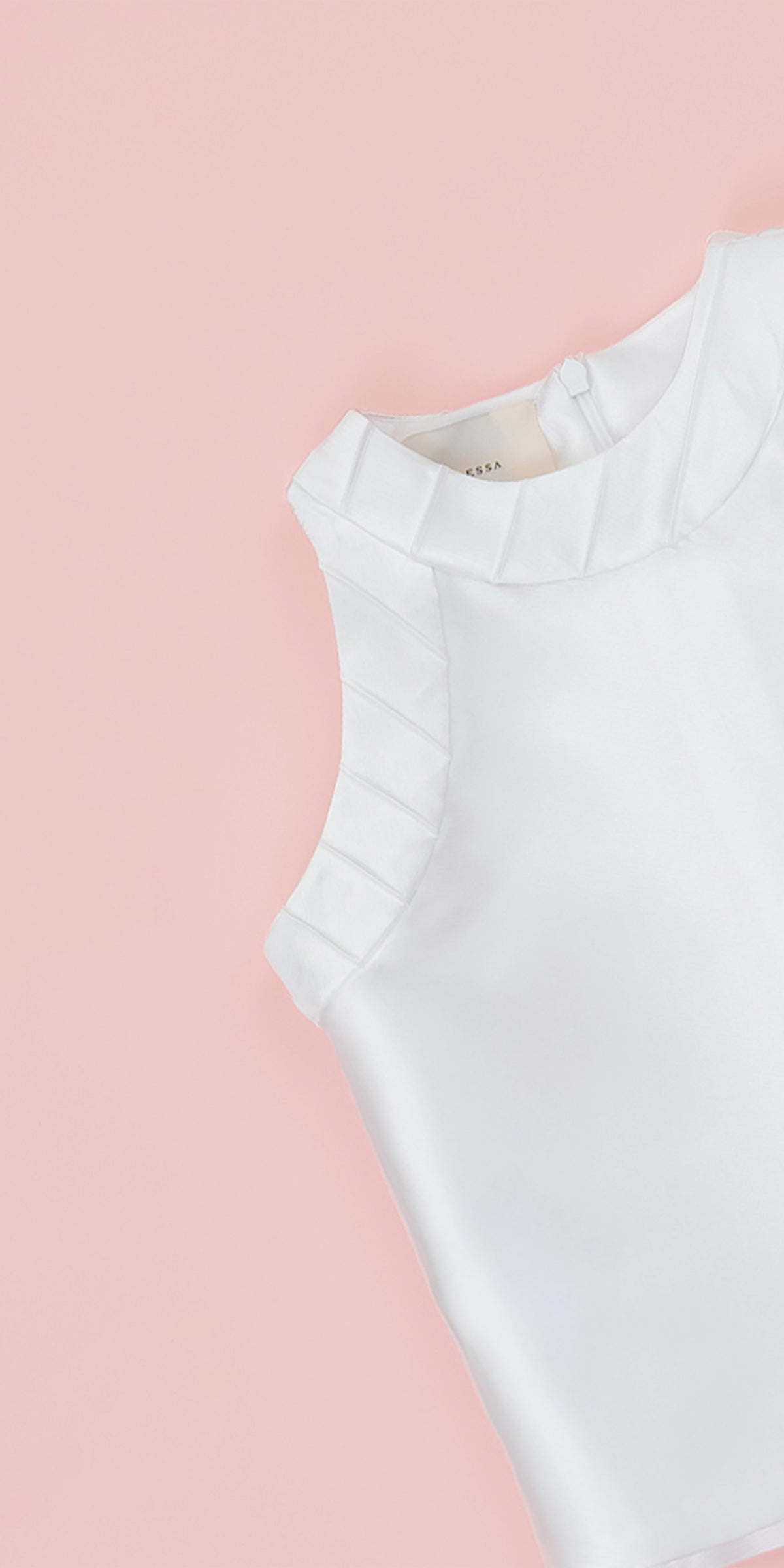PIN TUCKS DETAIL HALTER NECK TOP