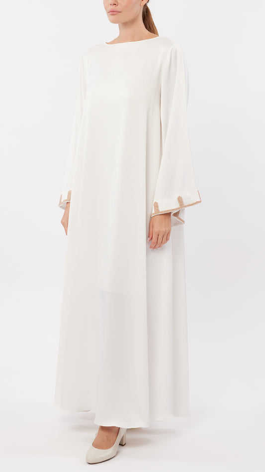 Minimal Embroidered Bell Sleeve Dress