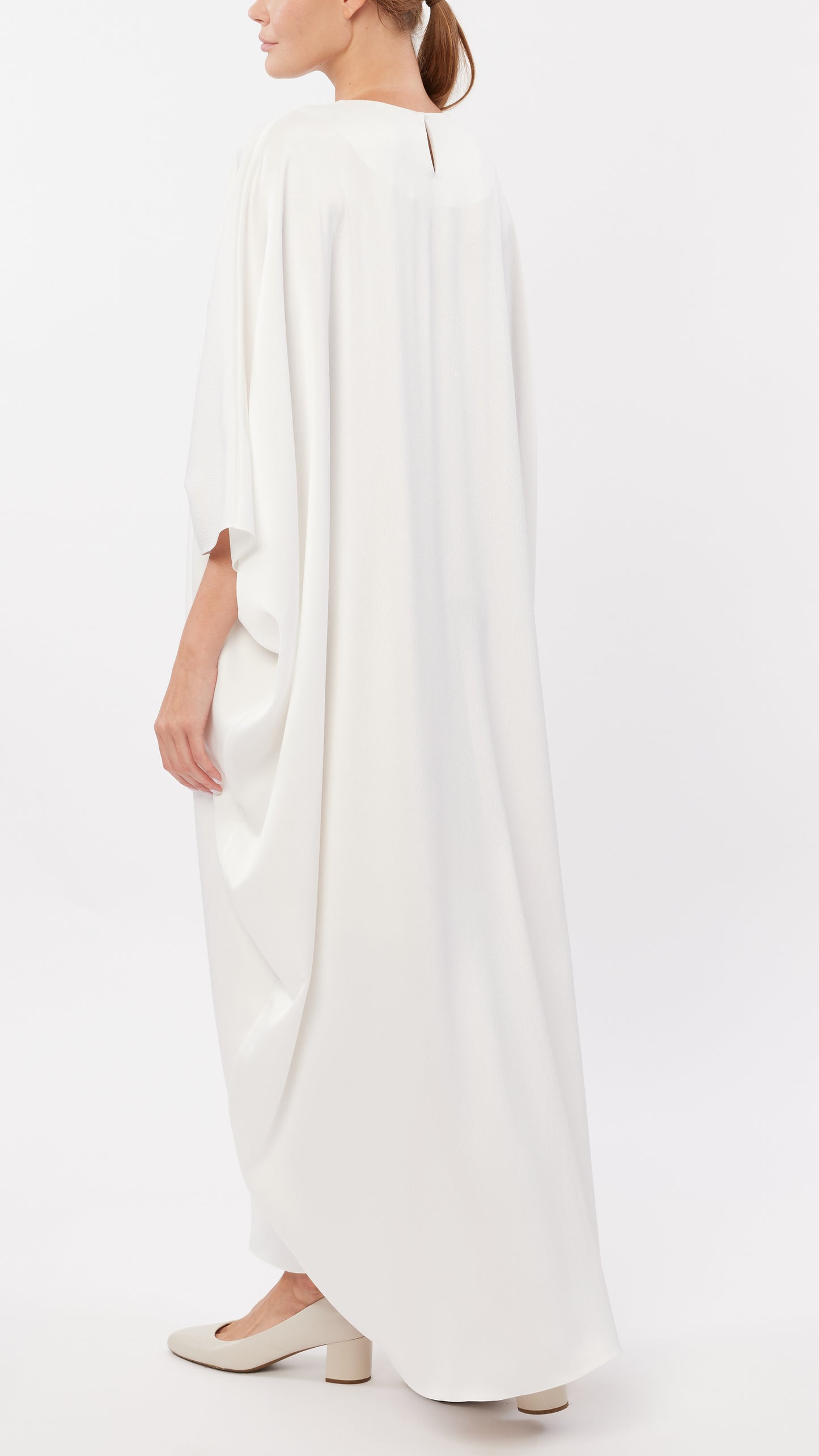 Abstract Floral Embellished Crew Neck Caftan