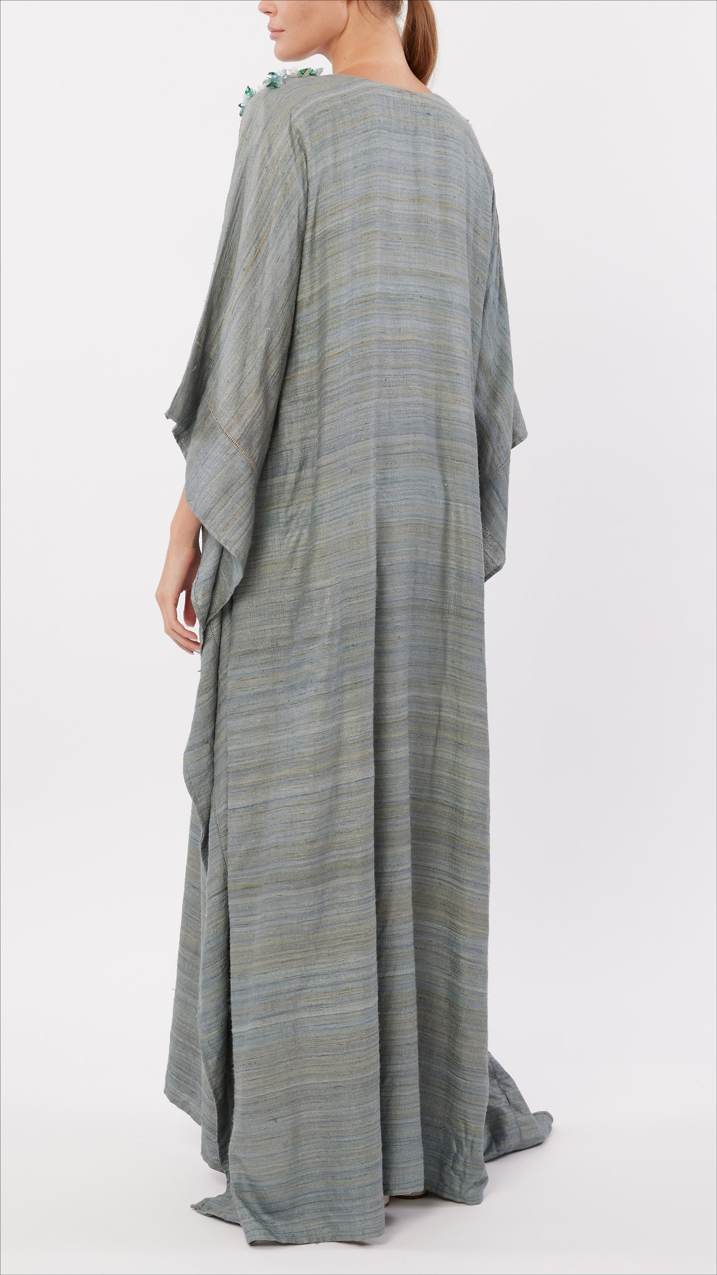 Sequin Embellished Split Neck Caftan