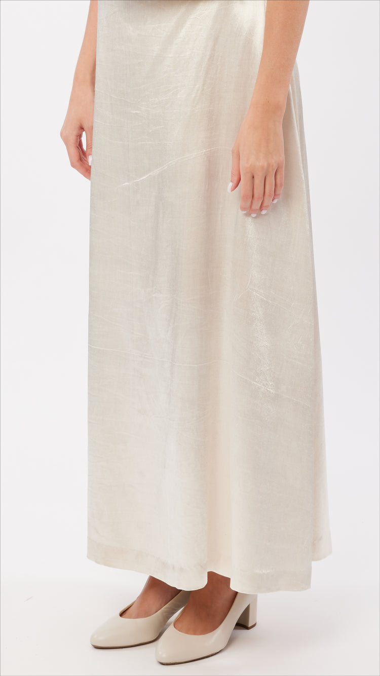 A-Line Silk Midi Skirt