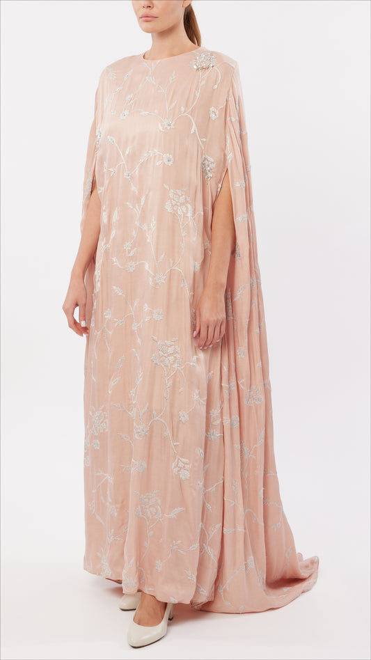 Silver Zari All-Over Embroidered Cape