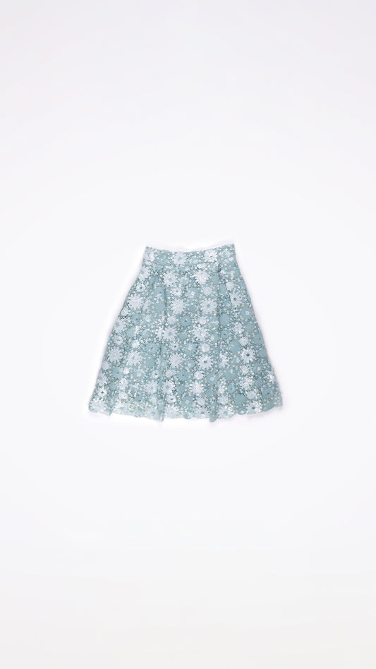 ALL-OVER SEQUIN EMBELLISHED BOX PLEATED SKIRT