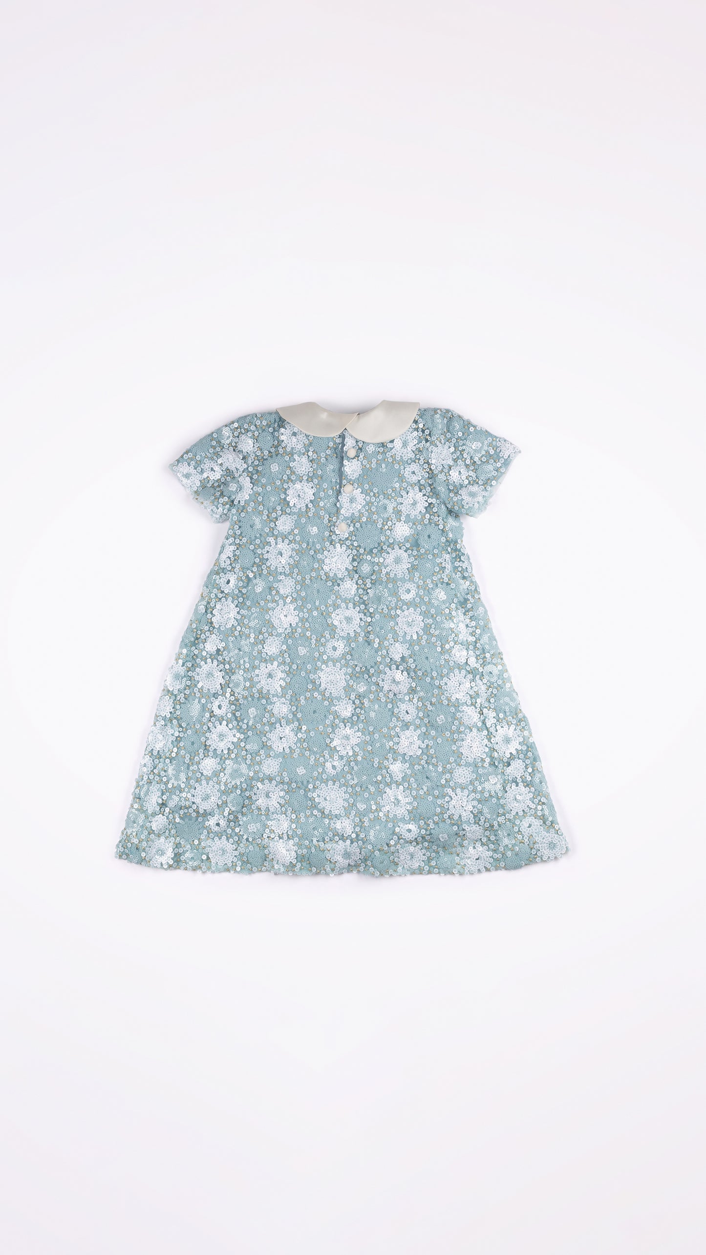 ALL-OVER SEQUIN EMBELLISHED PETER PAN COLLAR DRESS