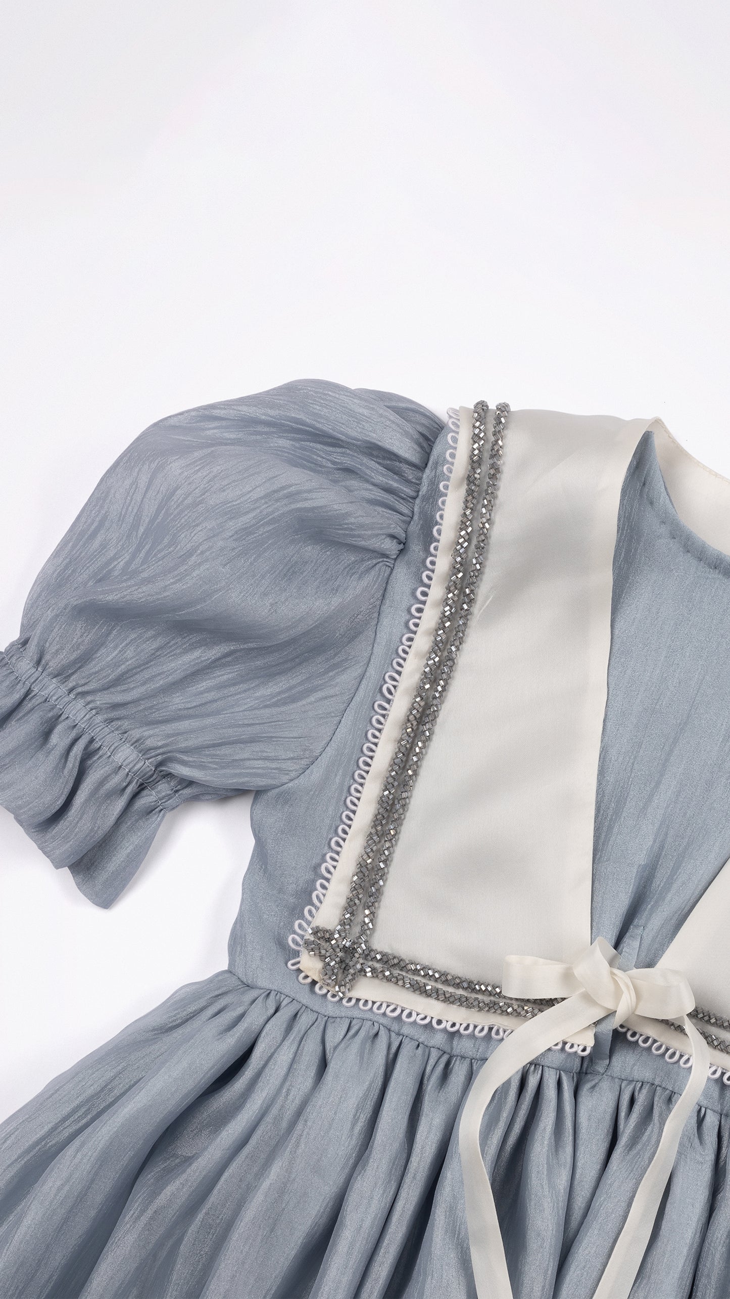 EMBELLISHED SAILOR COLLAR PUFFED SLEEVE DRESS