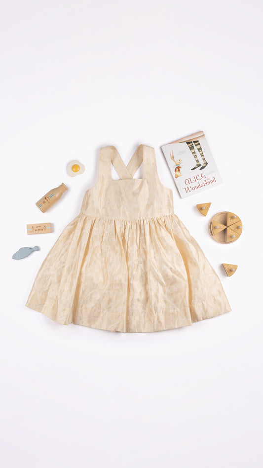 JACQUARD PINAFORE DRESS WITH SEQUINED MESH INNER DRESS