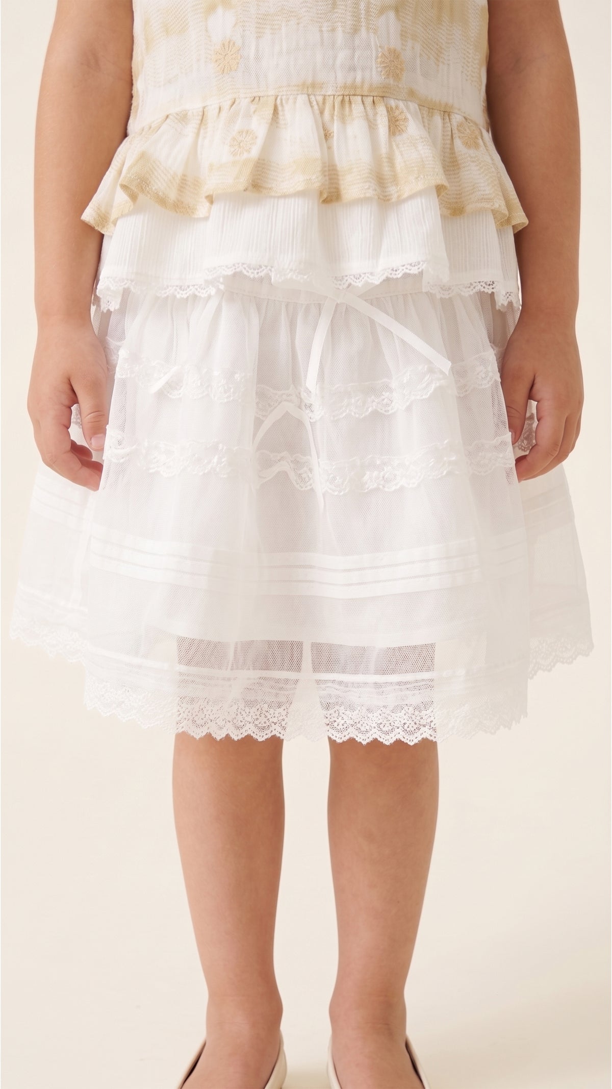 Tiered Ruffle & Lace Trim Skirt