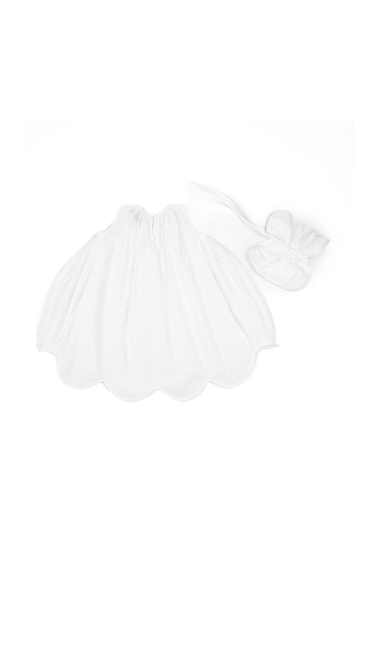 Scalloped Bubble Dress with Flower Pouch