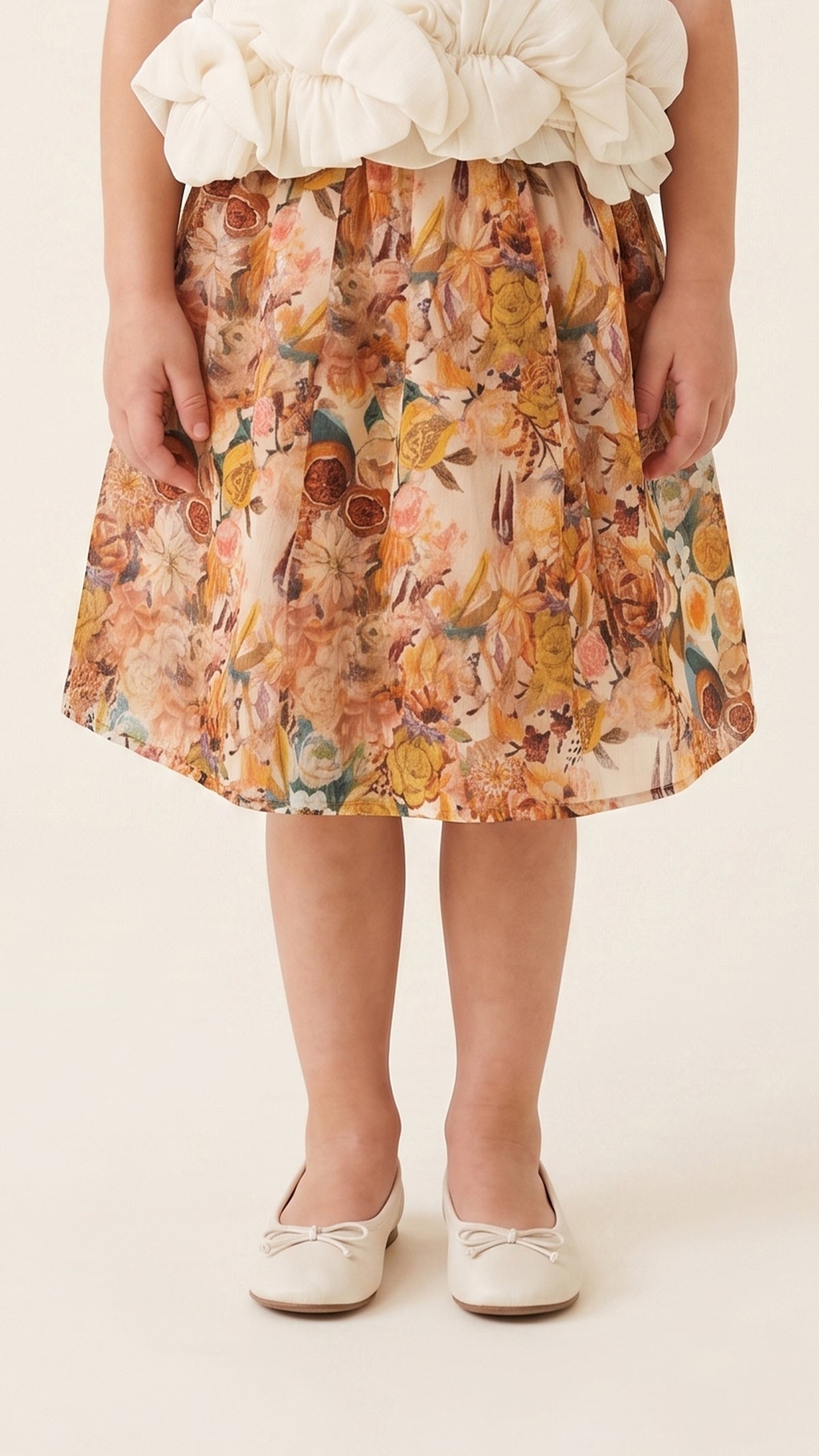 Paneled Botanical Print Skirt