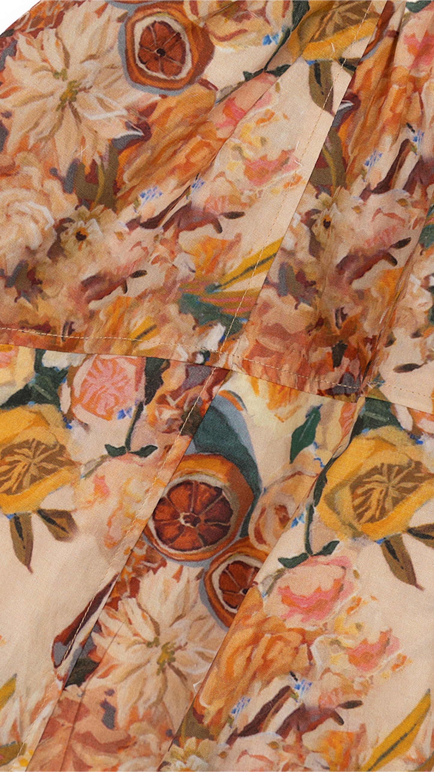 Paneled Botanical Print Skirt