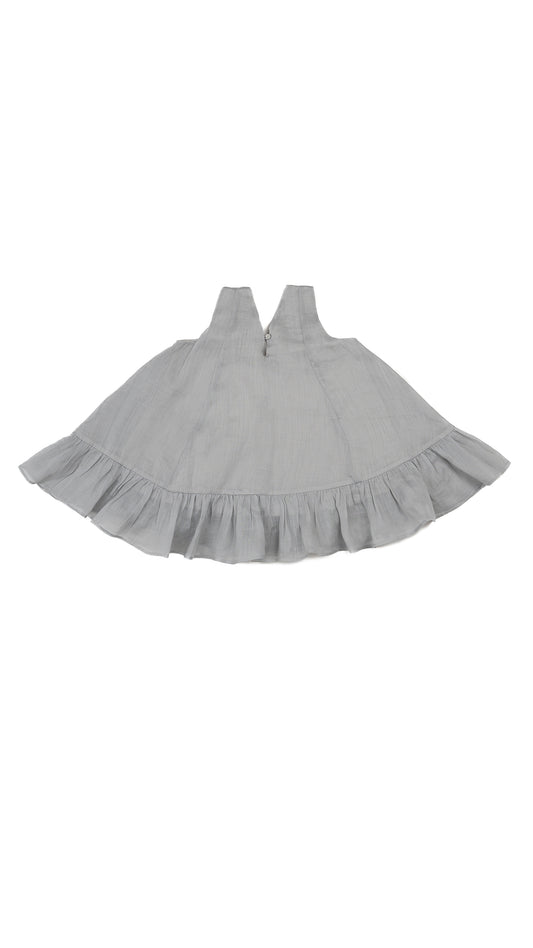 Inverted-Pleat Detail Ruffle-Hem Dress
