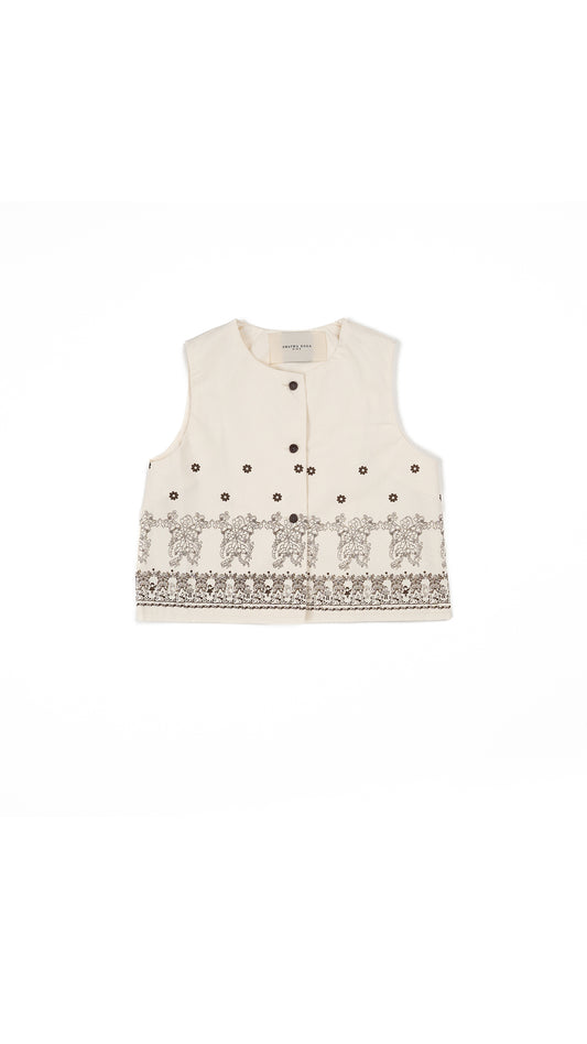 Floral Printed Trapeze Top & Drop-Yoke Skirt
