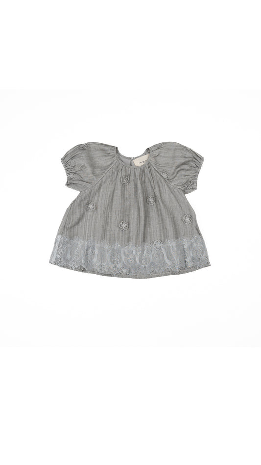 Lace-Hem Floral Embroidered Top