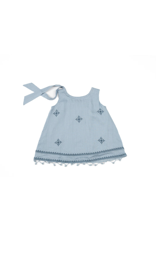 Folkloric Embroidered Tie-Shoulder Top & Shorts Set