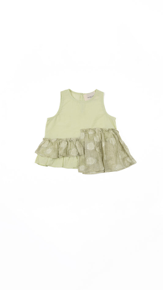 Asymmetric Paneled Ruffle Hem Top & Midi-Skirt Set