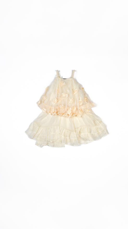 Floral Applique Balloon Layered Dress