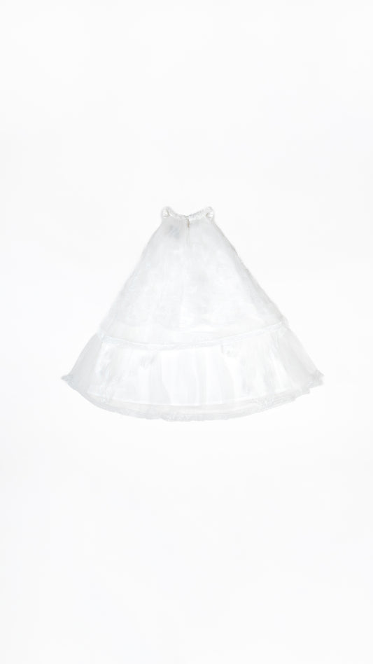 Floral Applique Hanky Hem Layered Tulle Dress
