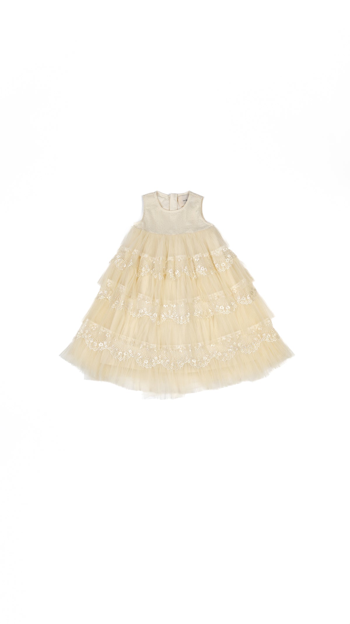Pleated Tulle N' Lace Tiered Midi Dress