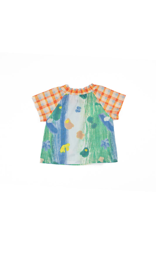 Abstract and Gingham Printed Top
