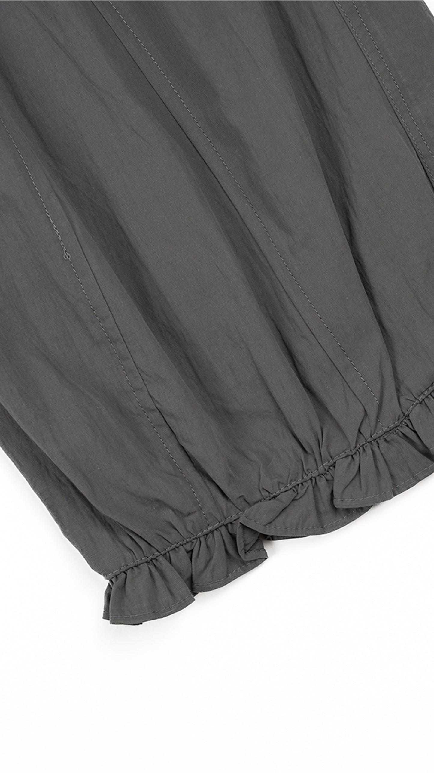 Ruffle-Hem Balloon Culottes in Grey