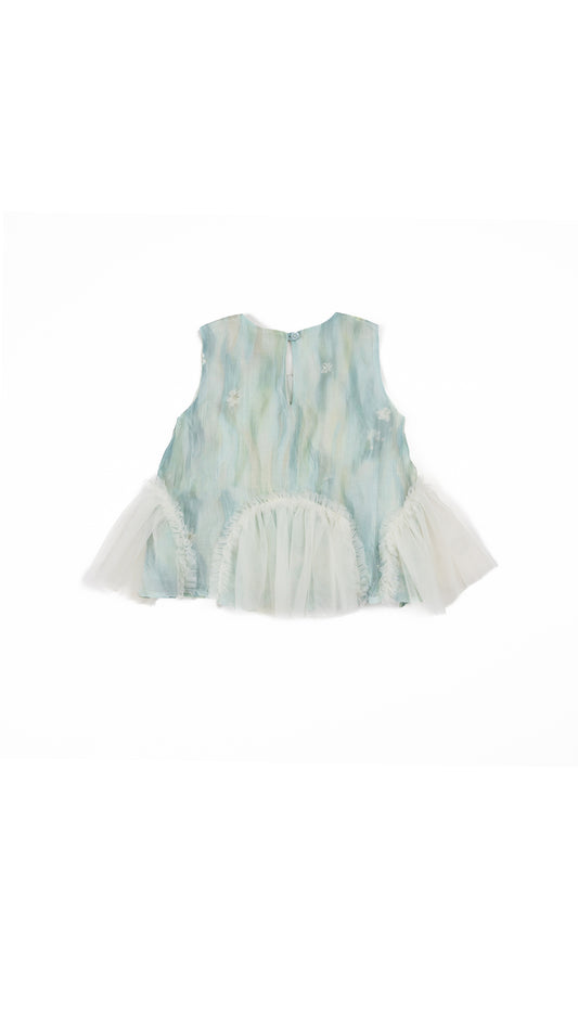Tulle Godet Detail Trapeze Top