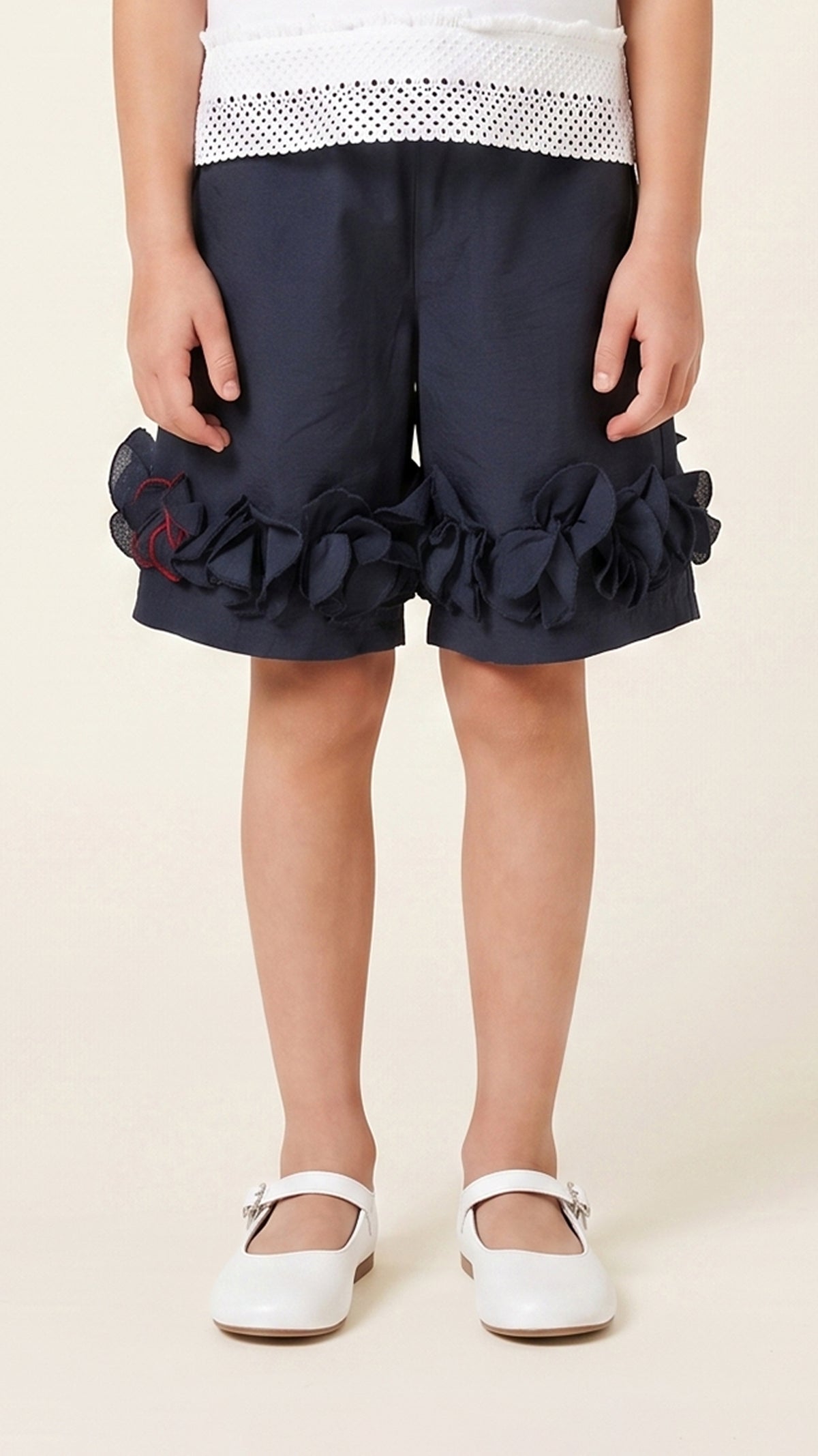 Ruffle-Hem Wide Leg Shorts