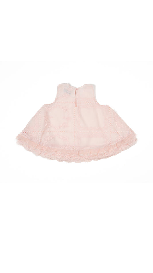 Lace Hem Detail Embroidered Trapeze Top