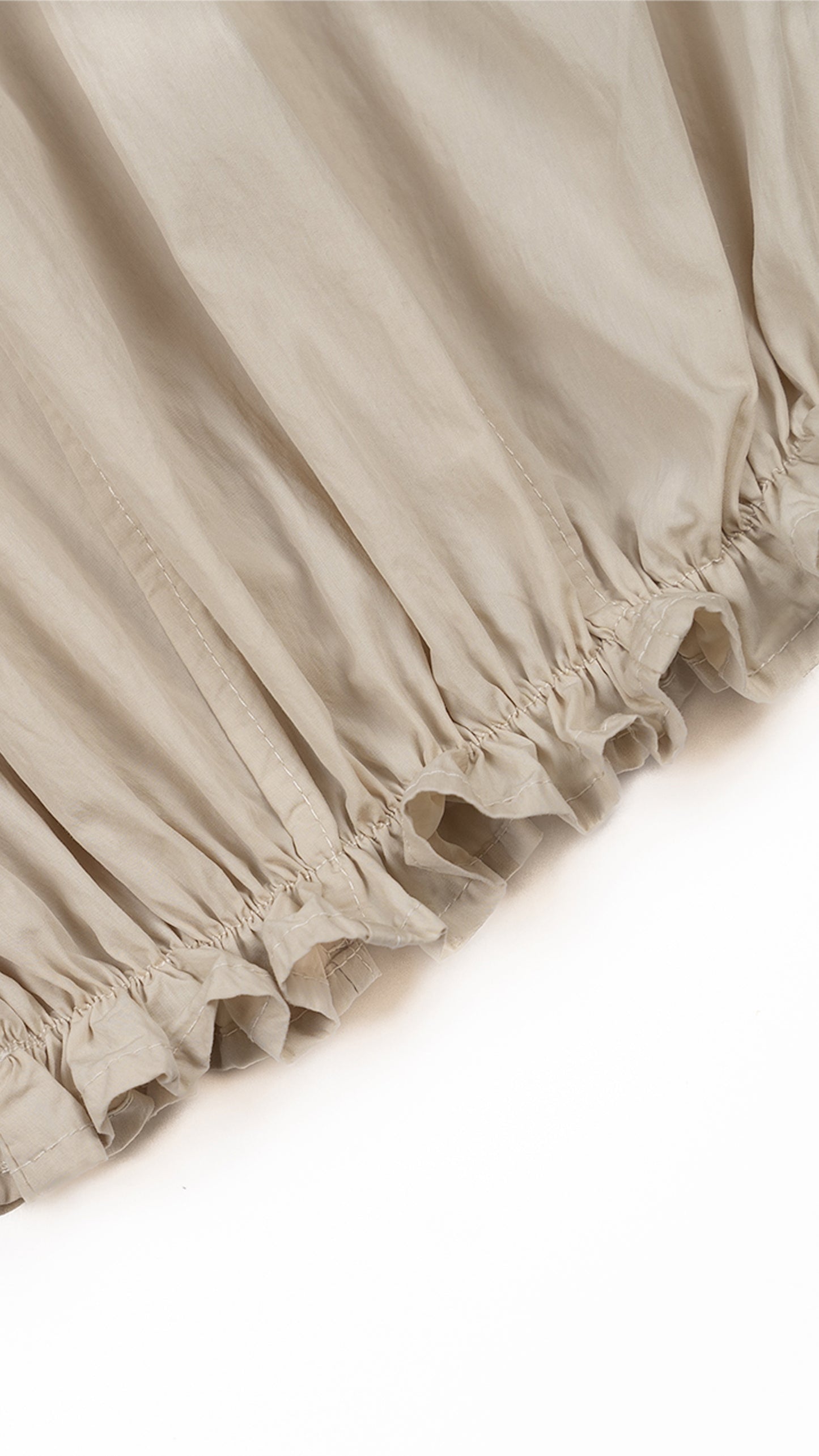 Ruffle-Hem Balloon Culottes in Beige
