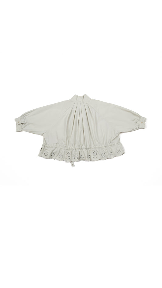 Eyelet Lace Hem Drawstring Jacket