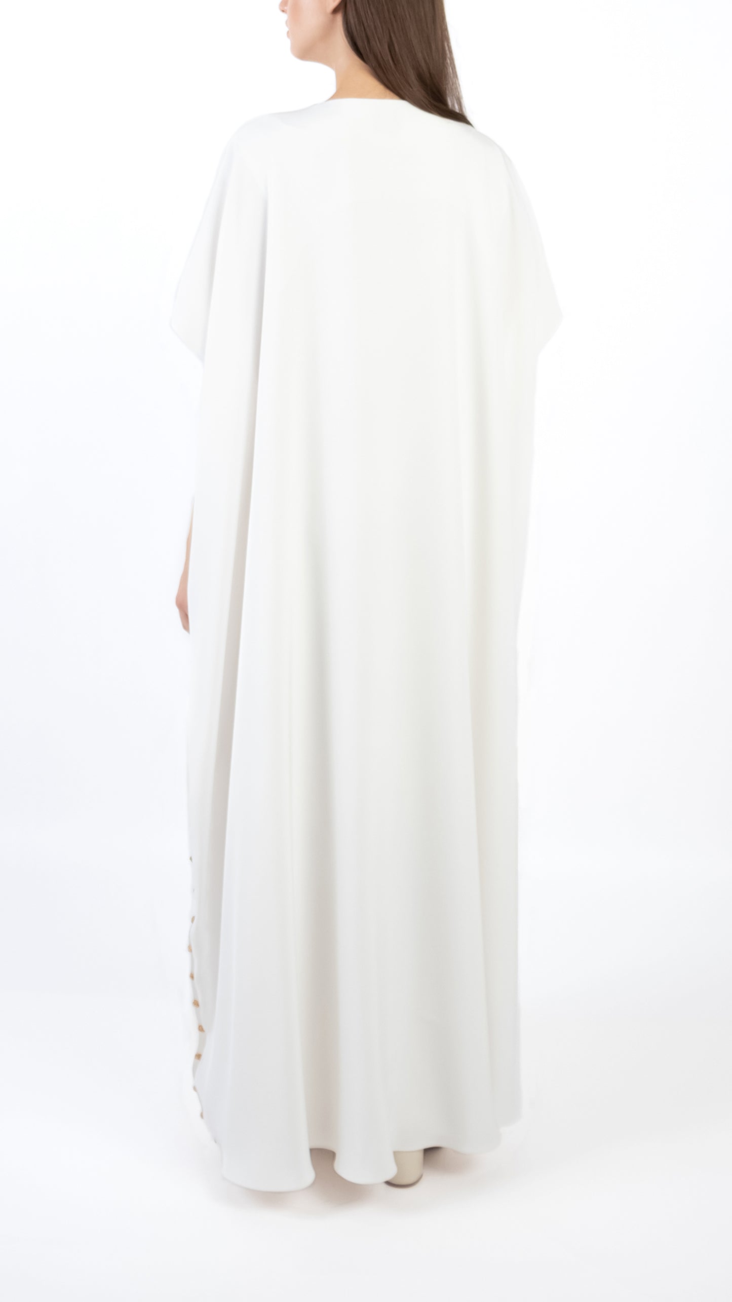 Sequin Embellished Moroccan Buttons Detail Caftan with Inner Dress