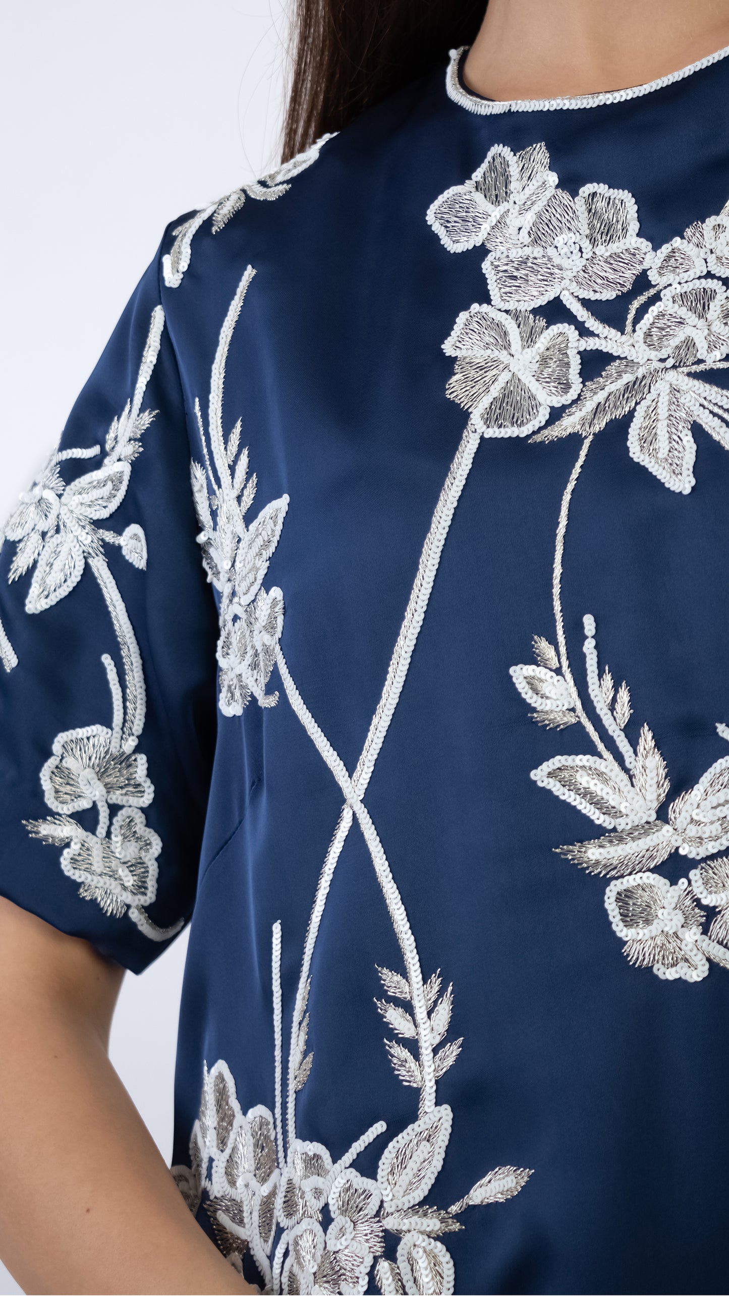 Floral Embroidered Short Sleeve Dress