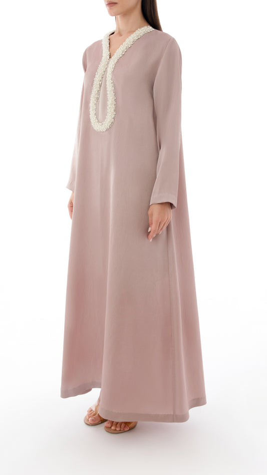 Intricate Embellished Neck Cut-Out Detail Dress