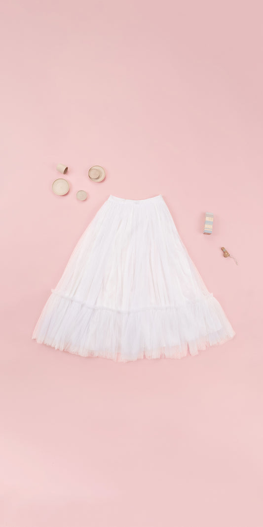 RUFFLE HEM DETAIL TULLE SKIRT