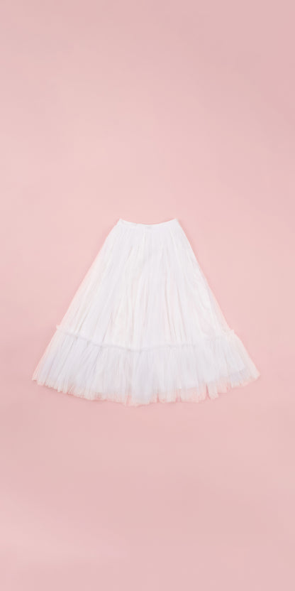 RUFFLE HEM DETAIL TULLE SKIRT