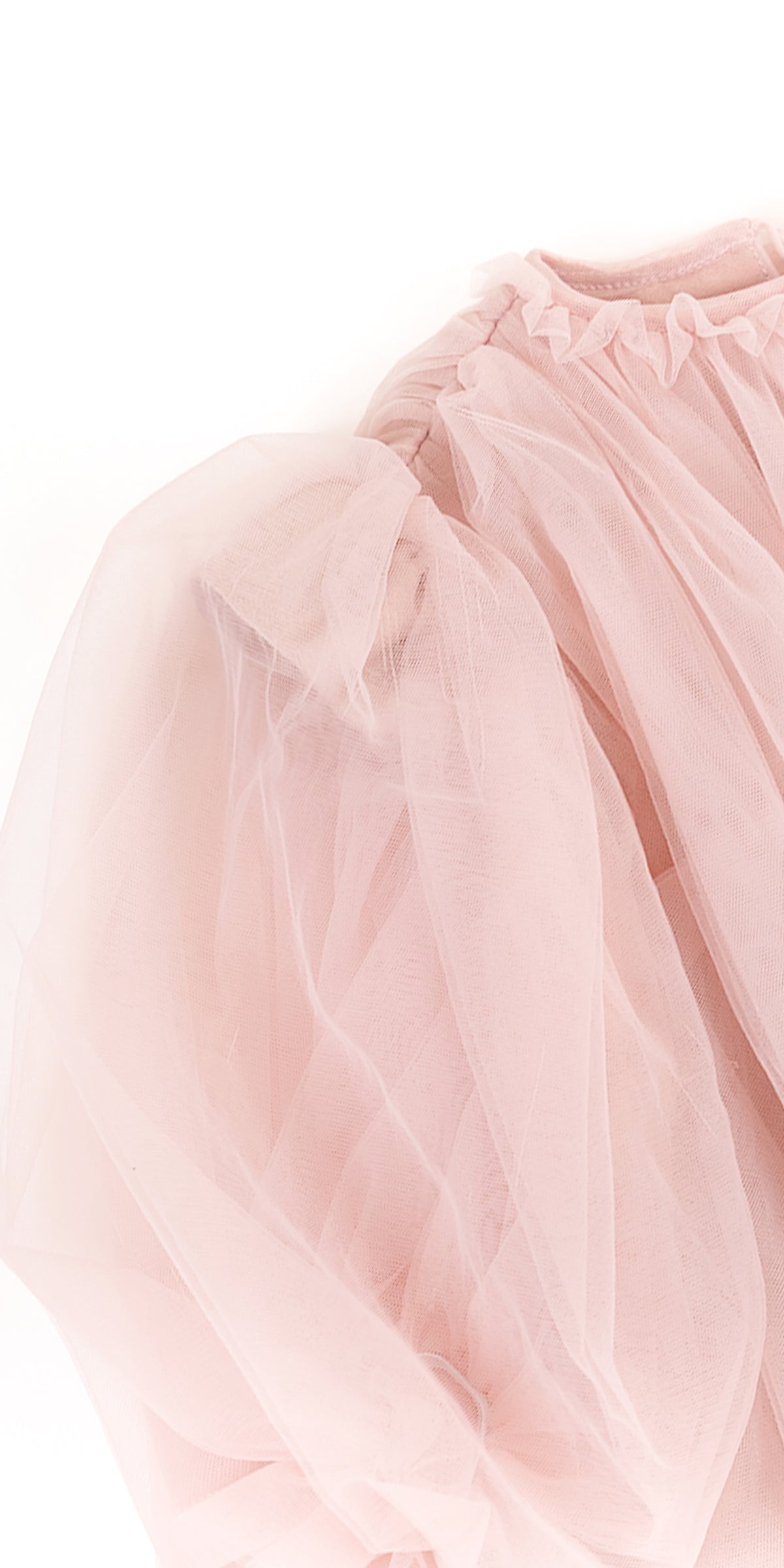 RUFFLE NECK DETAIL PUFFY SLEEVE TOP