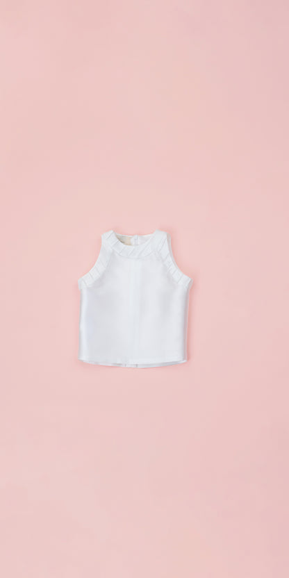 PIN TUCKS DETAIL HALTER NECK TOP