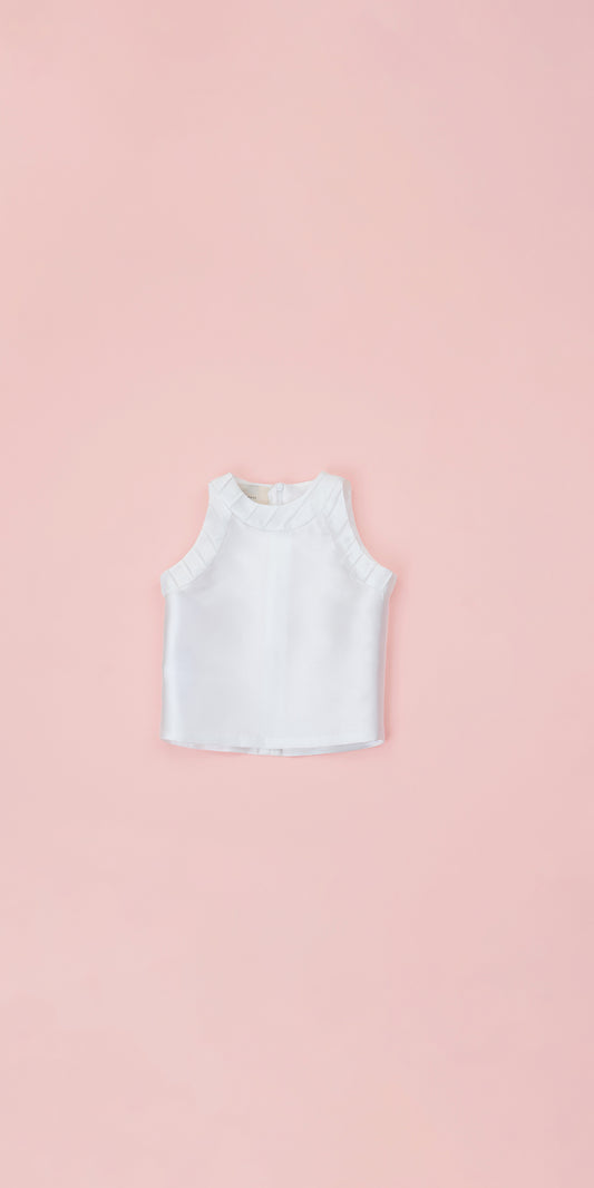 PIN TUCKS DETAIL HALTER NECK TOP