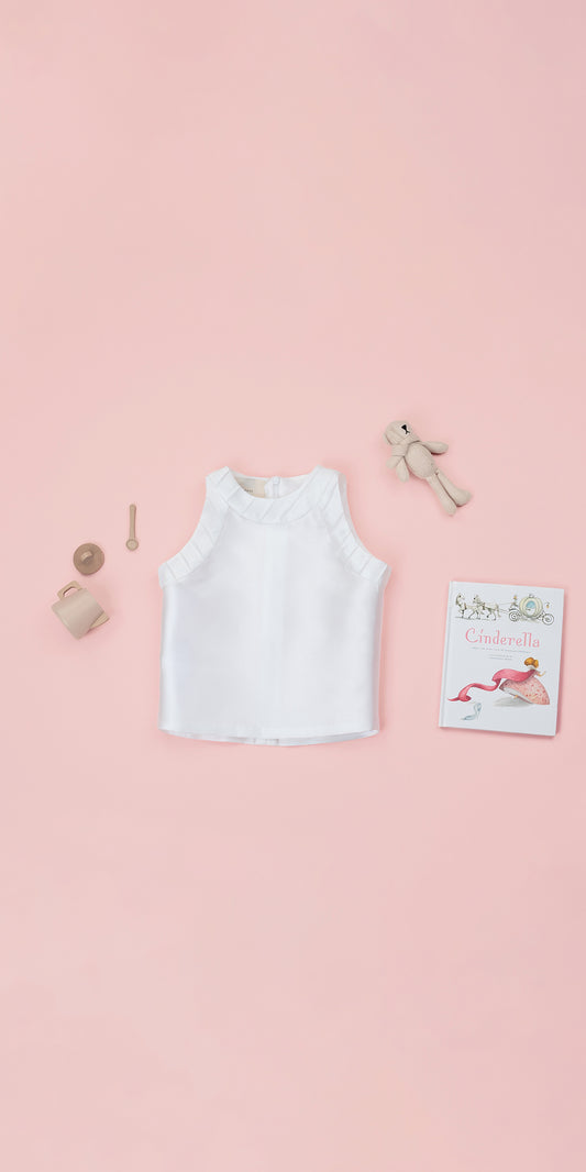 PIN TUCKS DETAIL HALTER NECK TOP