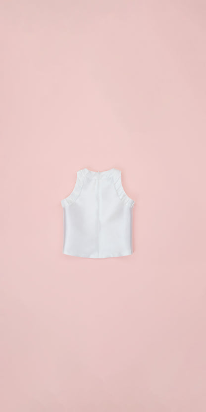 PIN TUCKS DETAIL HALTER NECK TOP