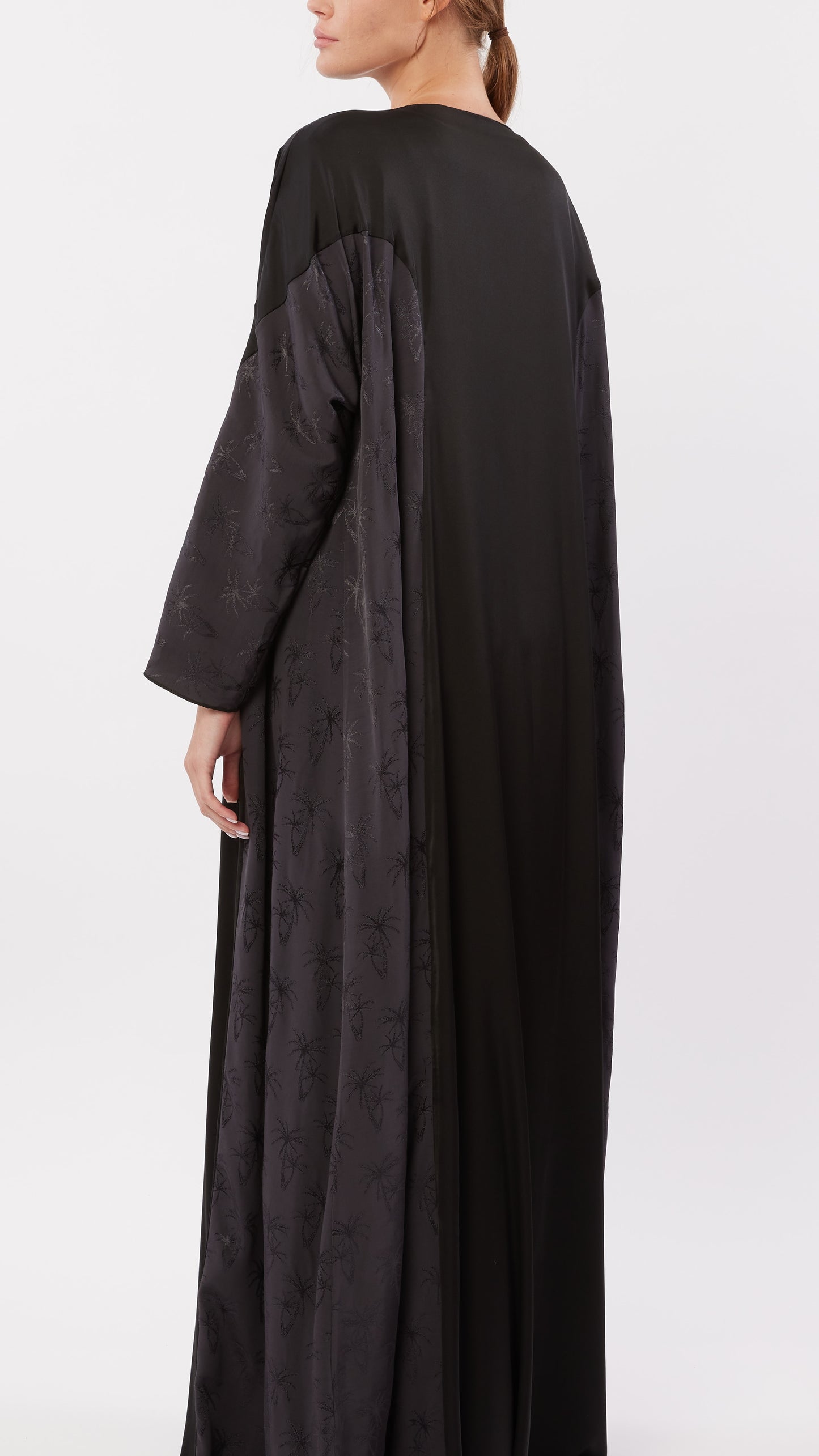 Color-Block Palm Tree Jacquard Abaya