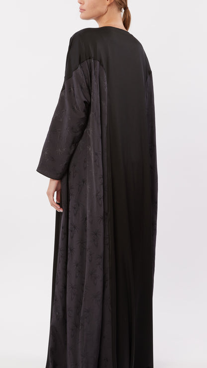 Color-Block Palm Tree Jacquard Abaya