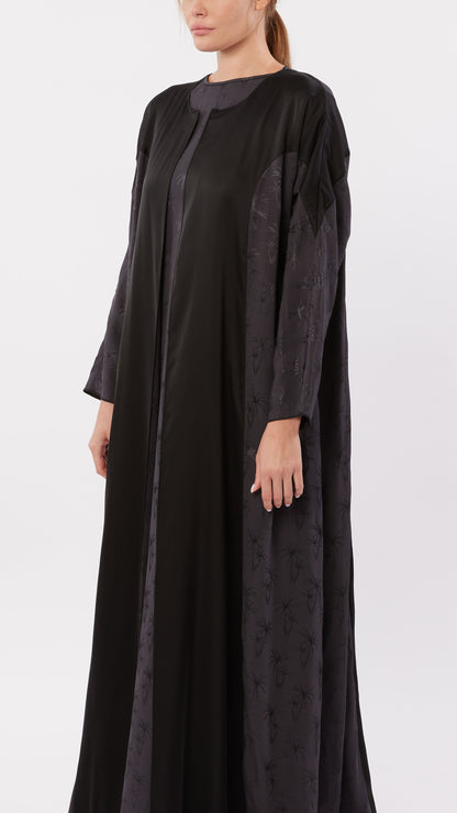 Color-Block Palm Tree Jacquard Abaya