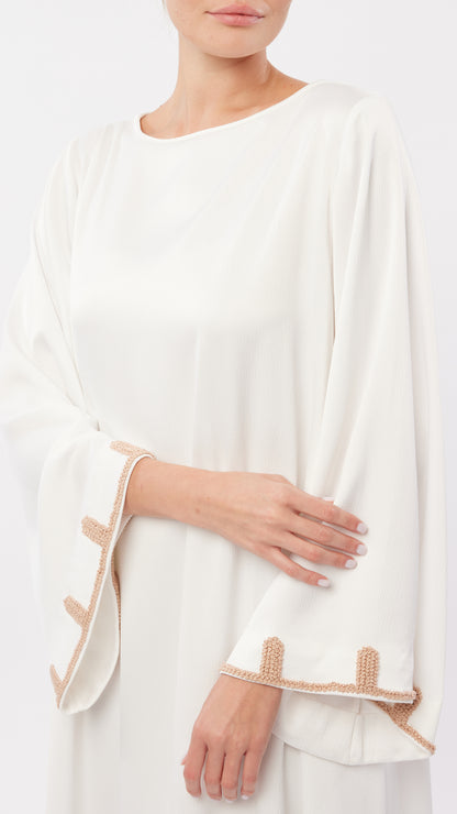 Minimal Embroidered Bell Sleeve Dress