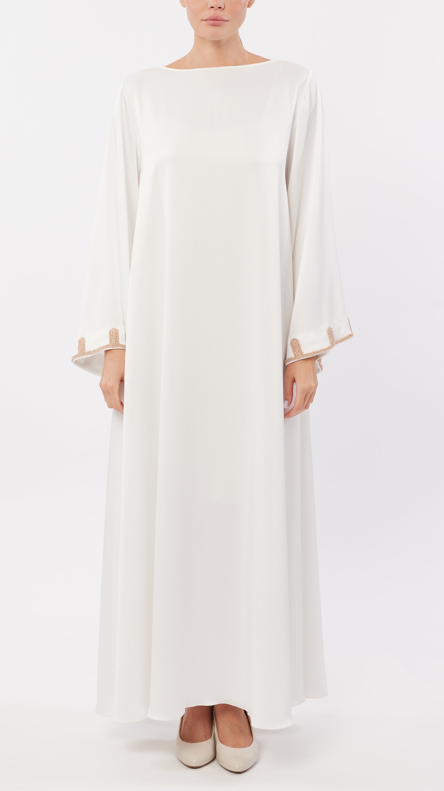 Minimal Embroidered Bell Sleeve Dress