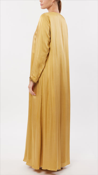 Chain Detail Embellished V-Neck Dress