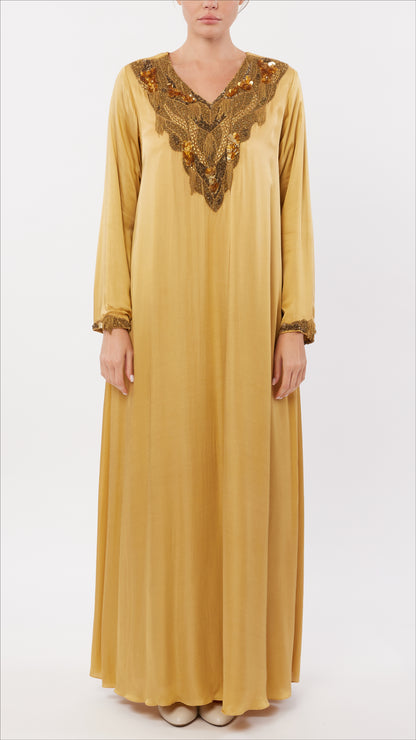 Chain Detail Embellished V-Neck Dress